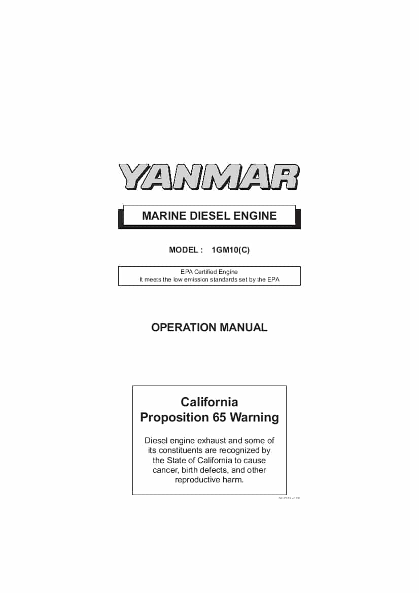 Yanmar MODEL 1GM10 C Operation and Maintenance Manual PDF Download