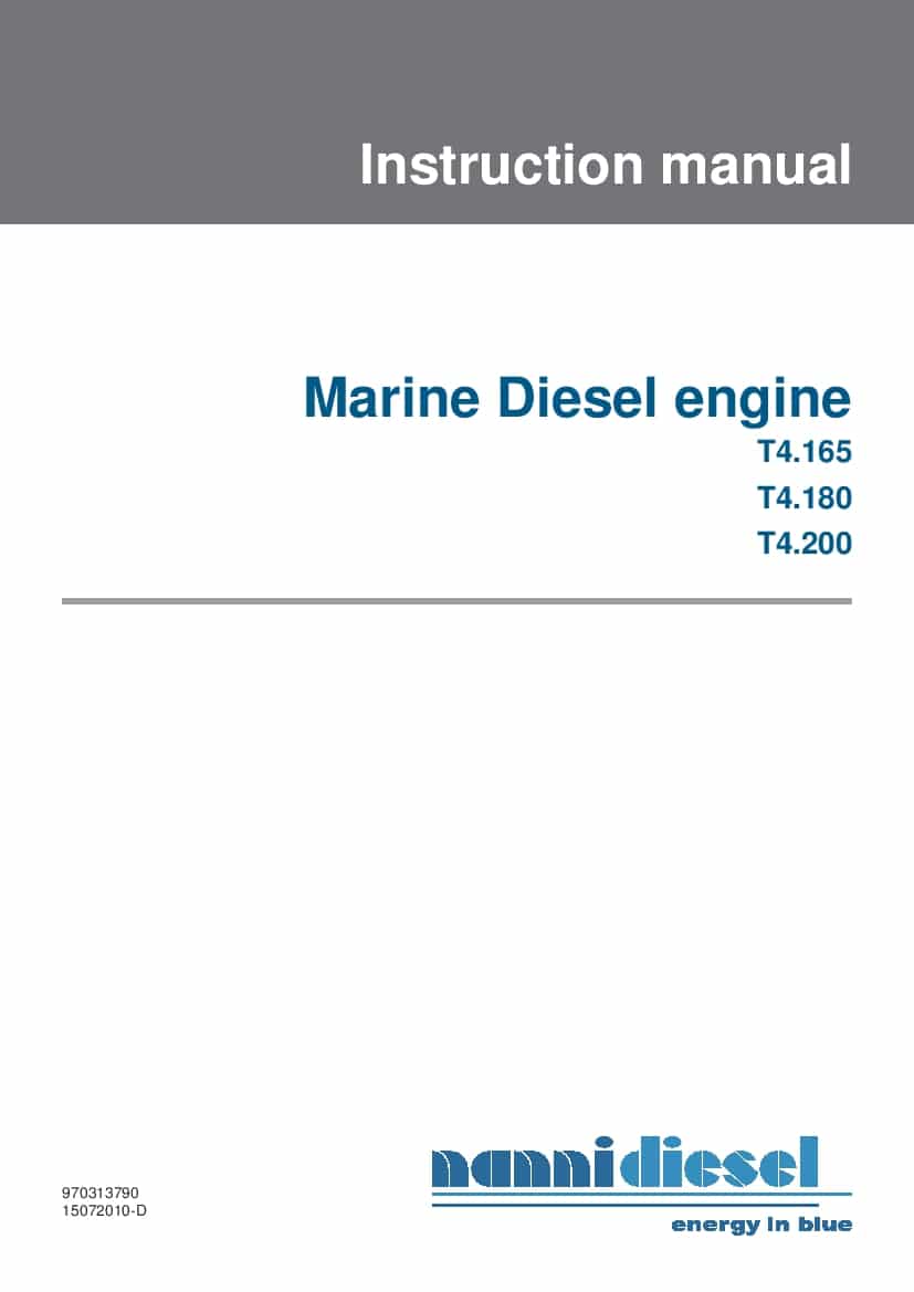 Yanmar Marine Diesel engine T4.165 T4.180 T4.200 Operation and Maintenance Manual PDF Download