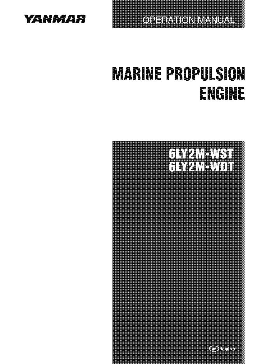 Yanmar marine propulsion engine 6LY2M-WST 6LY2M-WDT Operation and Maintenance Manual PDF Download