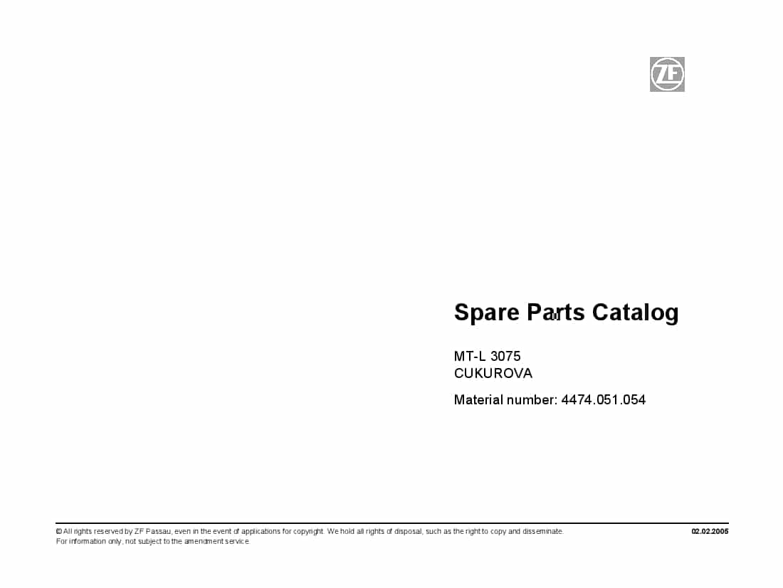 ZF Passau MT-L 3075 Cukurova Parts manual PDF Download