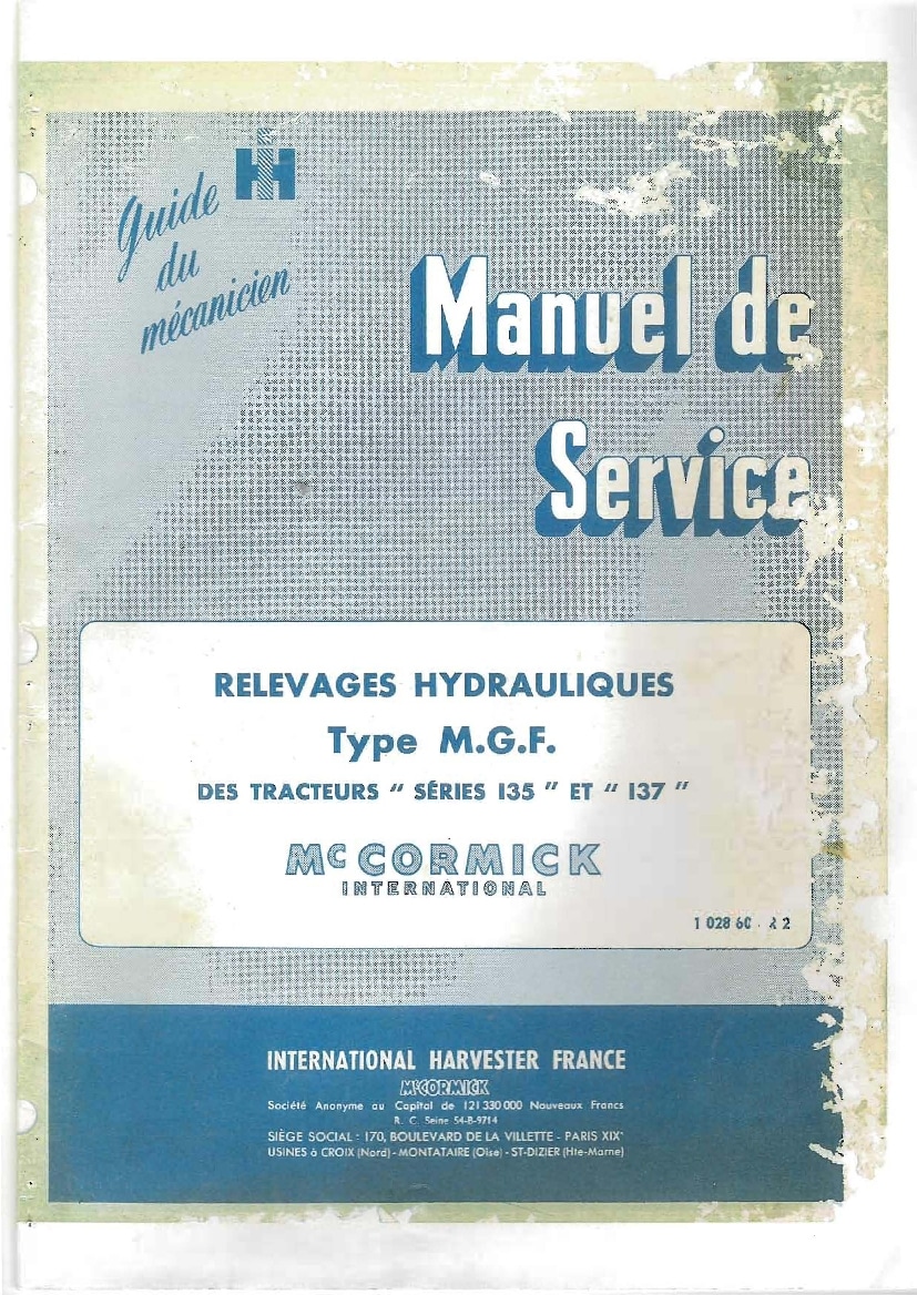 Servisiranje Hydraulics Tractors Mccormick 135-137 Workshop Repair Service Manual PDF Download