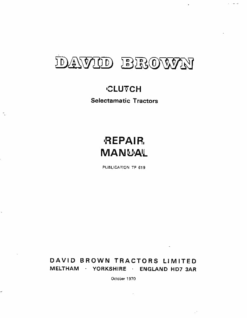 Servisiranje Kvacila Na Selectamatic Gear Shiftima Tractors David Brown Workshop Repair Service Manual PDF Download