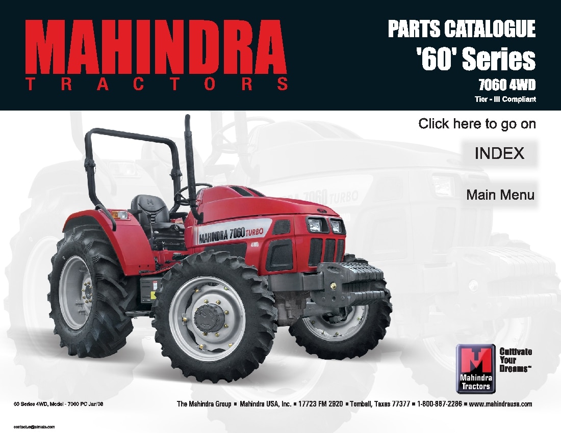 Tractor Mahindra 7060 Tier Iii Parts Manual PDF Download Service manual Repair manual PDF
