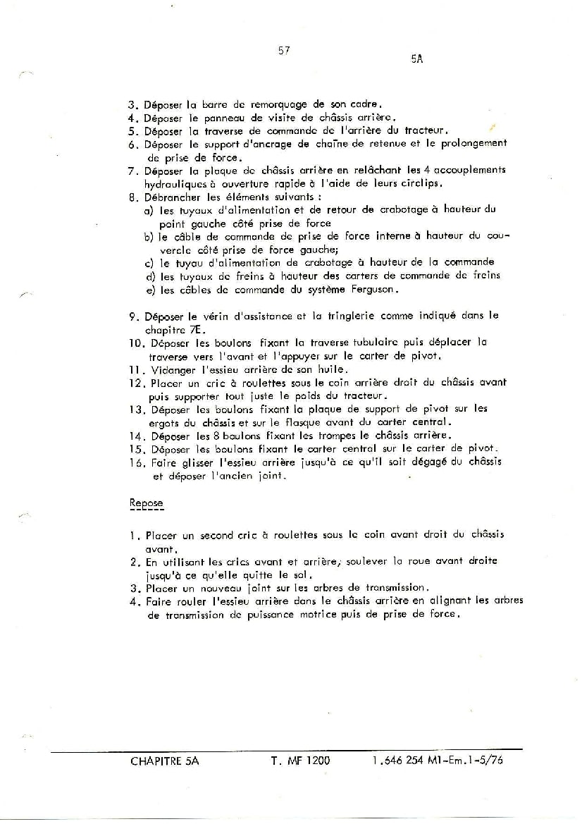 Zadnjeg Mosta Na Tractors Massey Ferguson Mf 1200 Workshop Repair Service Manual PDF Download