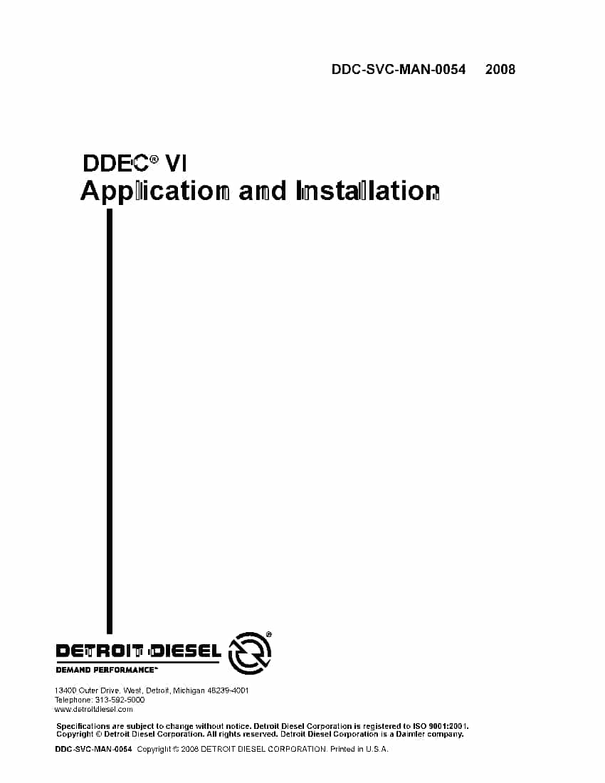 Detroit Diesel - DDEC VI - Application And Installation Manual PDF Download