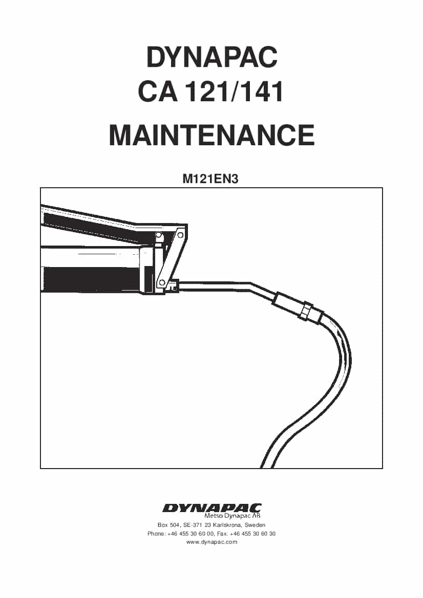 Dynapac CA 121 141 Operation and Maintenance Manual PDF Download