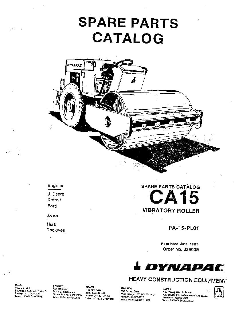 Dynapac CA 15-CA 15I PA-15-PL01 Parts Manual PDF Download