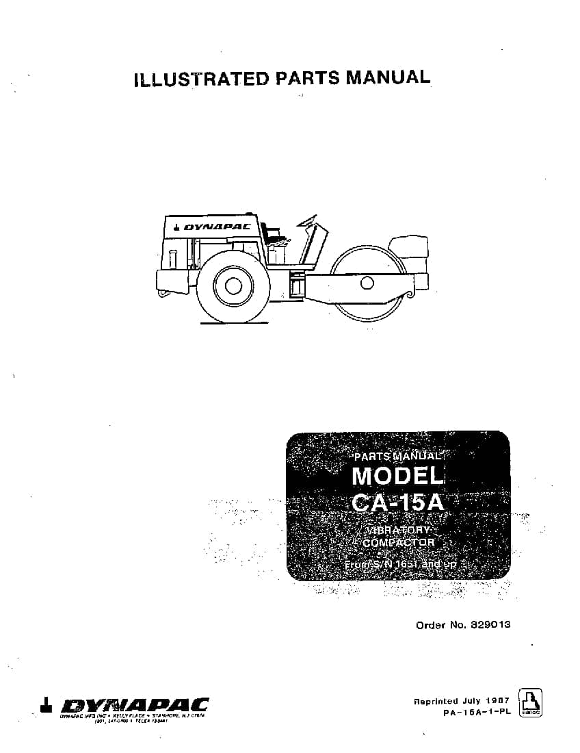 Dynapac CA 15A PA-15A-1-PL Parts Manual PDF Download