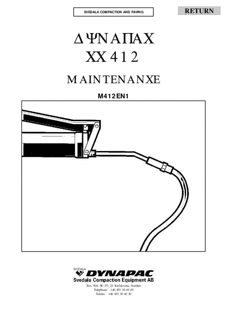 Dynapac CC 412 EN1 Operation and Maintenance Manual PDF Download