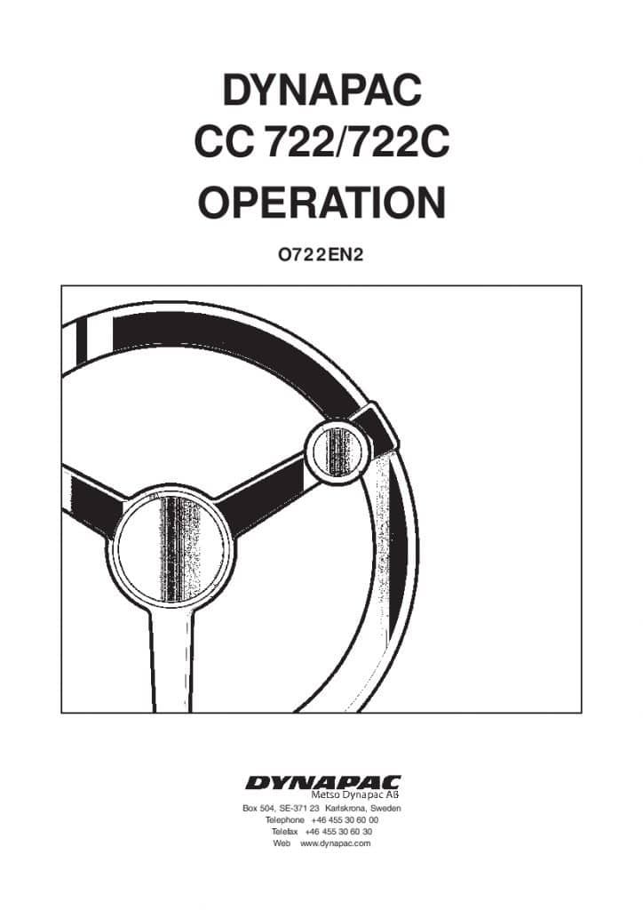 Dynapac CC 722 EN2 OP Operation and Maintenance Manual PDF Download