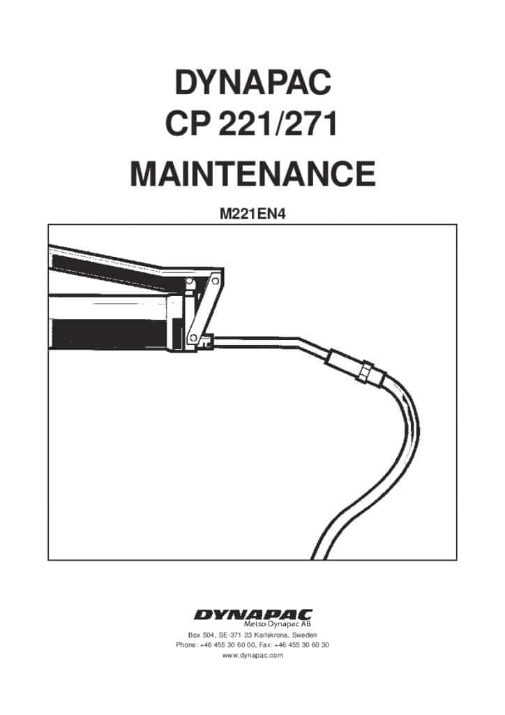 Dynapac CP 221 271 Operation and Maintenance Manual PDF Download