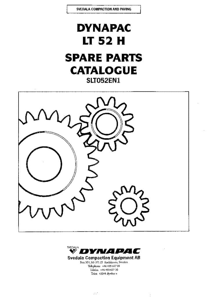 Dynapac LT 52 EN1 Parts Manual PDF Download