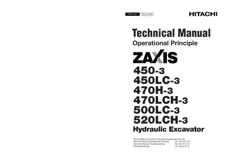 Hitachi Zaxis 450-3 470-3 500-3 520-3 H LC LCH Technical manual Operational Principle PDF Download