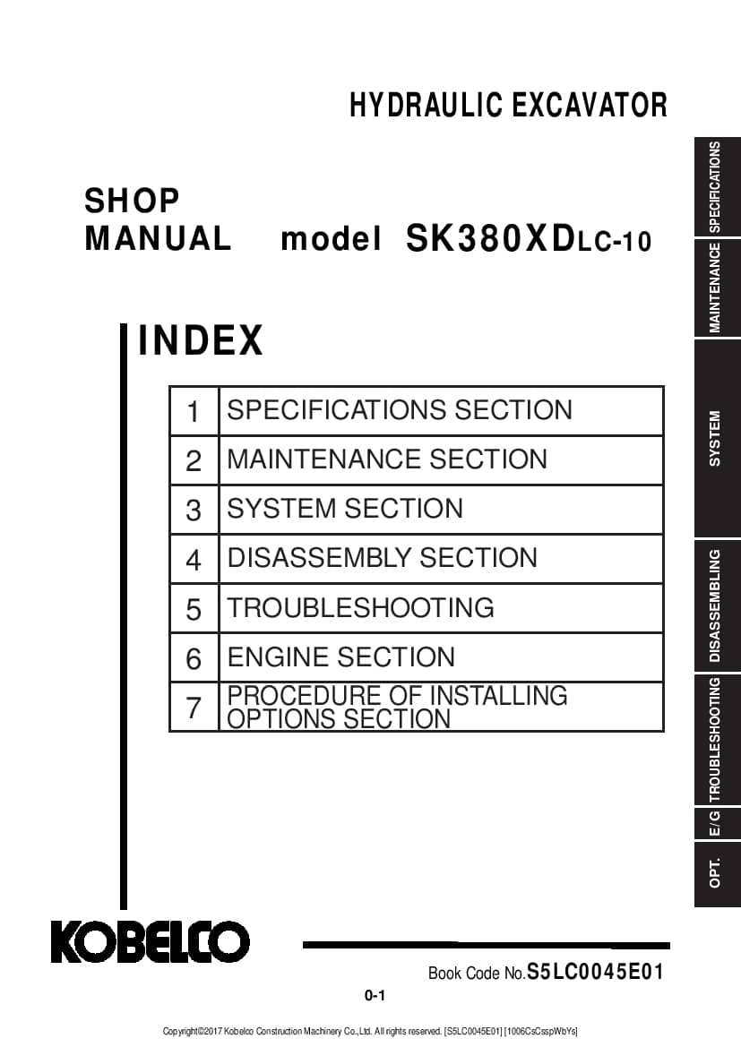 Kobelco SK380XDLC-10 HYDRAULIC EXCAVATOR Workshop Repair Service Manual PDF Download