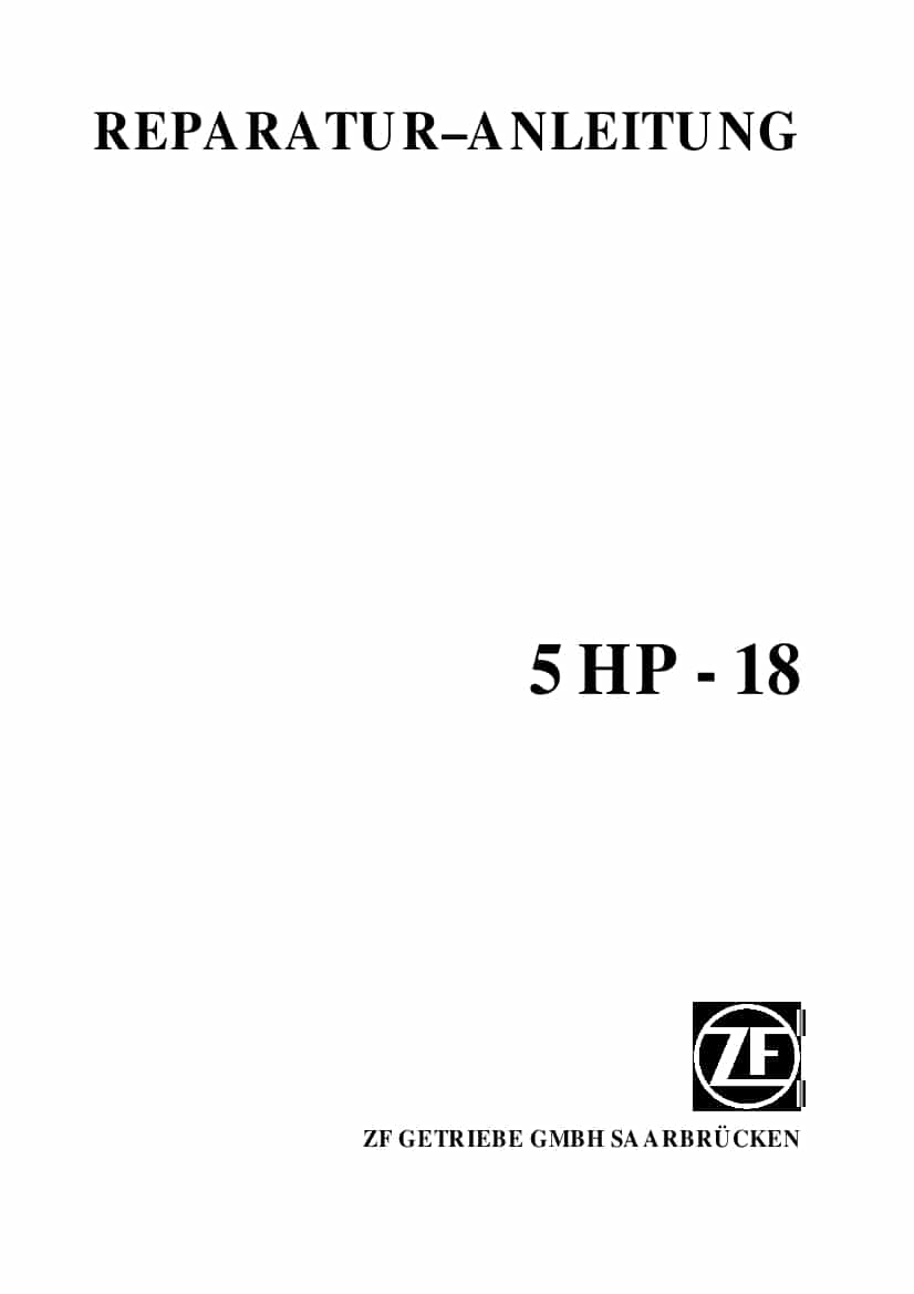 ZF 5HP18 Transmission German Workshop Repair Service Manual PDF Download