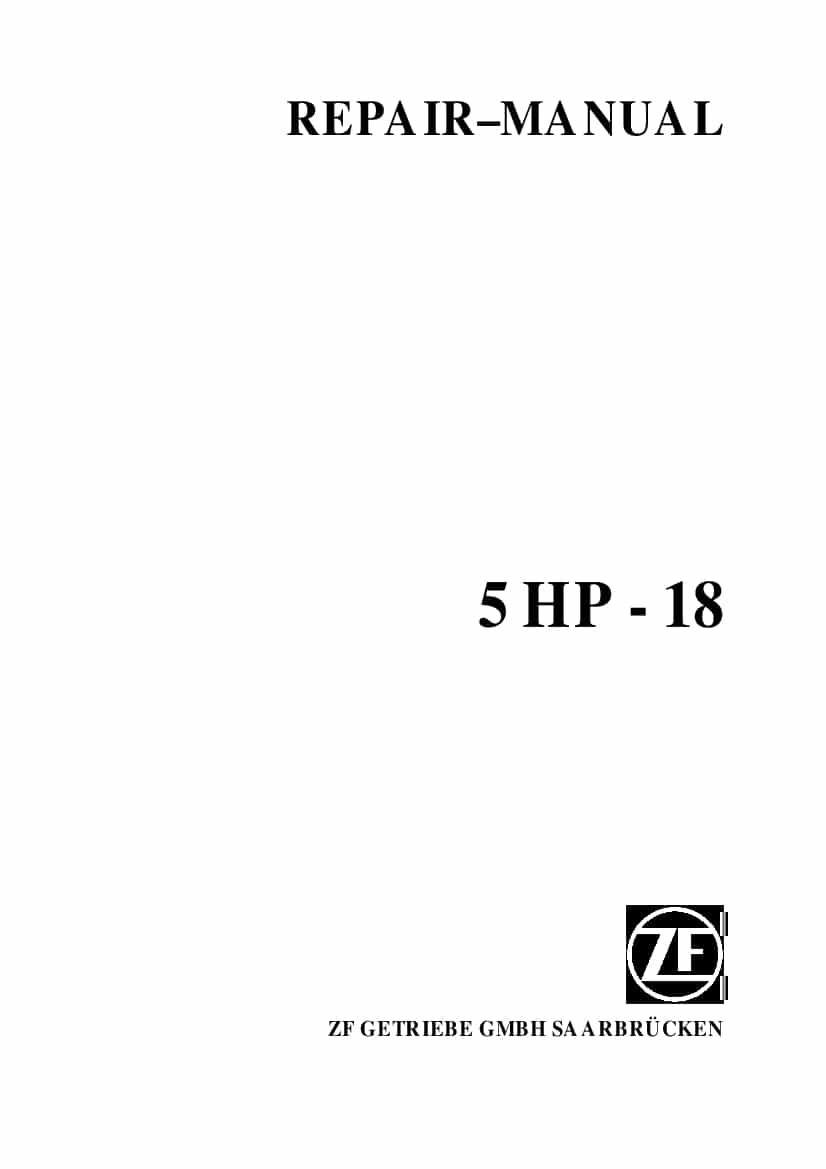 ZF 5HP18 Transmission Workshop Repair Service Manual PDF Download