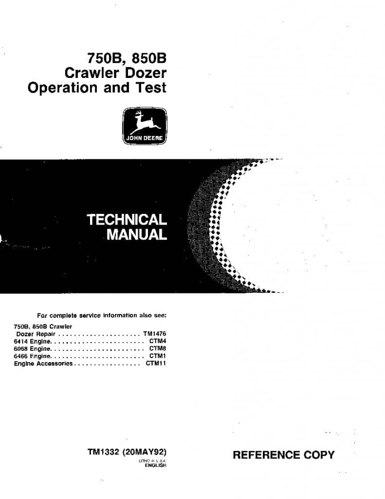 John Deere 750B and 850B Crawler Bulldozer John Deere Operation and ...