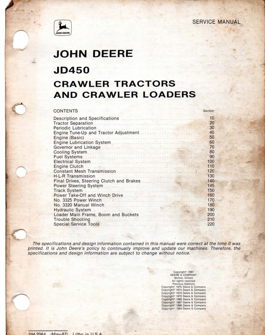 john deere jd 450 loader workshop repair service manual