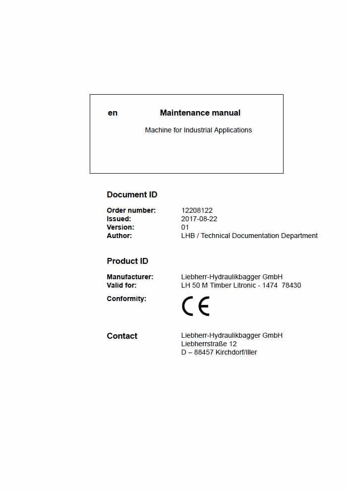 Liebherr LH50M Timber 1474 78430 hydraulic excavators maintenance manual PDF Download