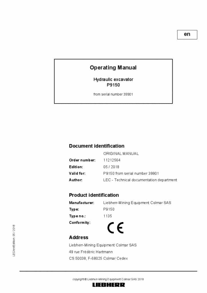Liebherr P9150 1135 39901 Diesel engine Operating manual PDF Download