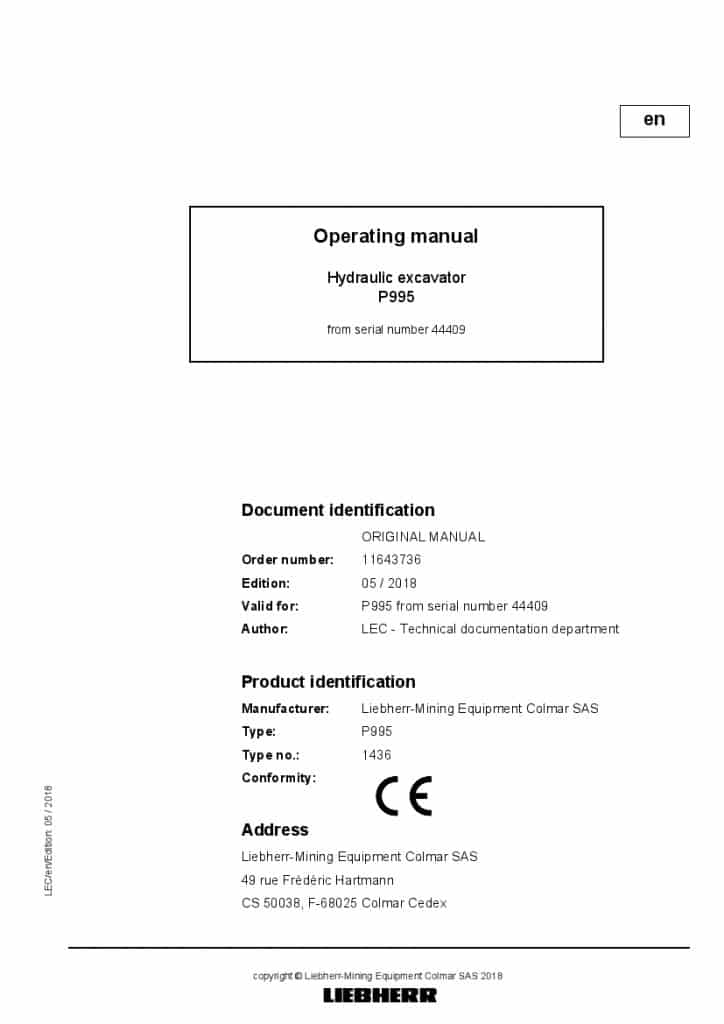 Liebherr P995 1436 44409 Diesel engine Operating manual PDF Download