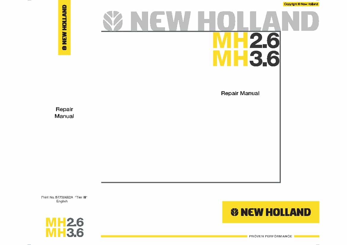 New Holland MH2.6 MH3.6 Tier3 wheel ecravator Workshop Repair Service Manual PDF Download