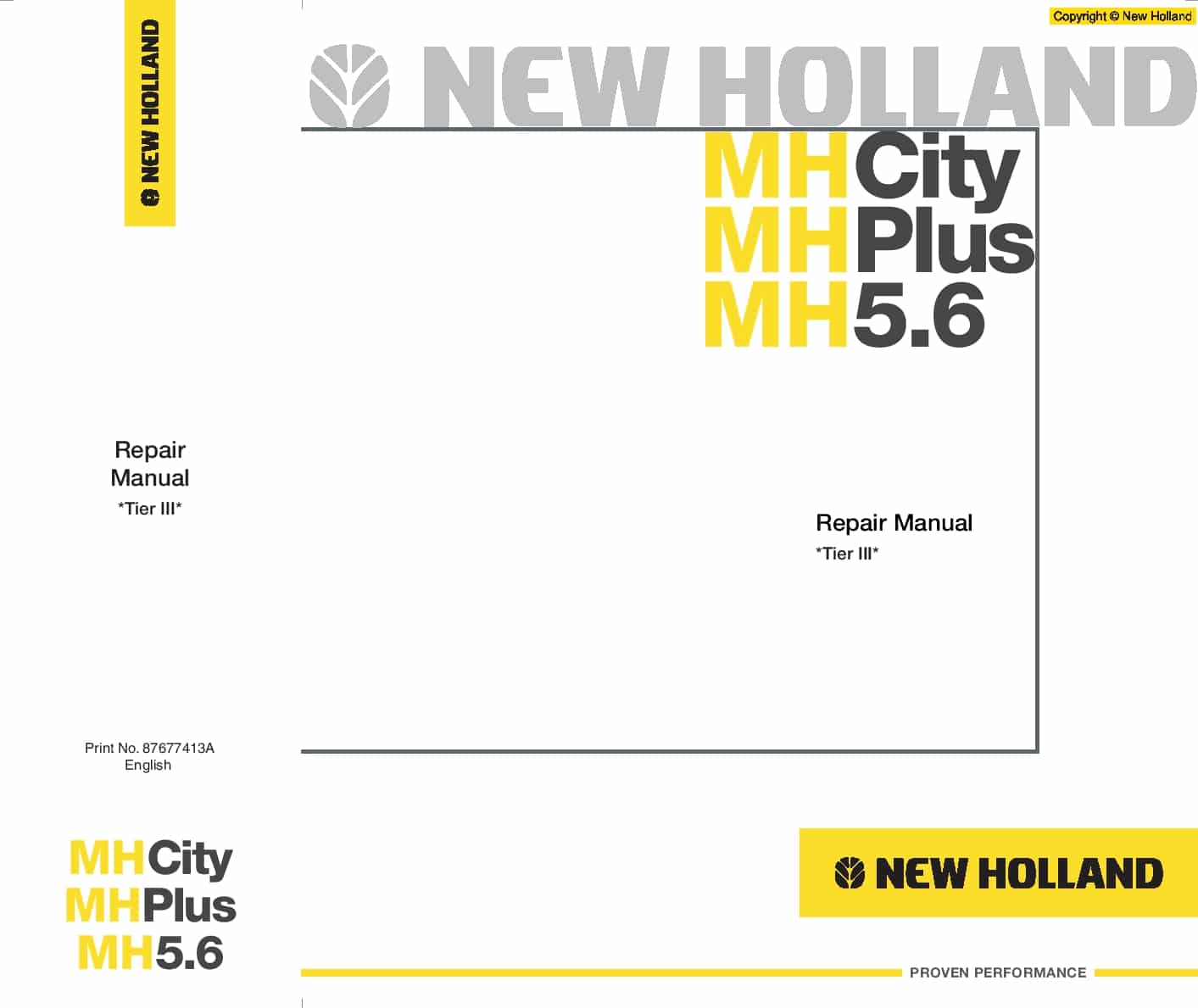 New Holland MH5.6 Tier3 City Plus wheel ecravator Workshop Repair Service Manual PDF Download