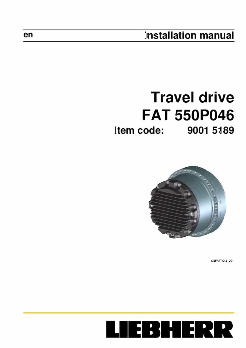 Liebherr FAT0550 P046 90015189 Travel drive Installation Manual PDF download