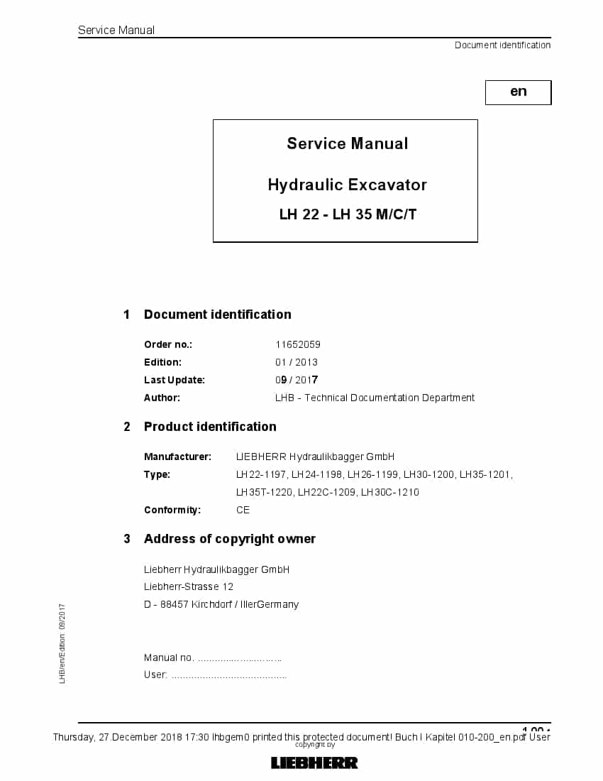 Liebherr LH22 LH24 LH26 LH30 LH35 M C T Hydraulic excavator Workshop Repair Service Manual PDF Download