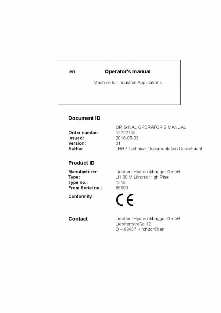 Liebherr LH80M Operation and Maintenance Manual PDF download