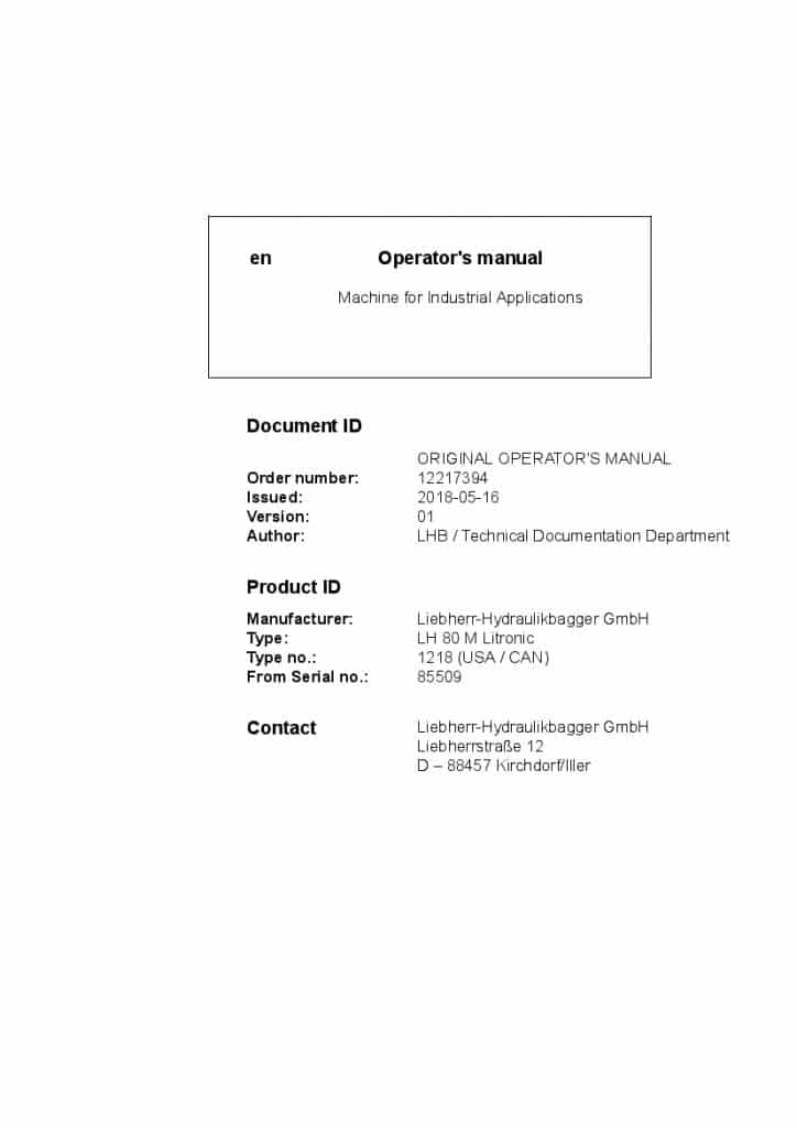 Liebherr LH80M US Operation and Maintenance Manual PDF download