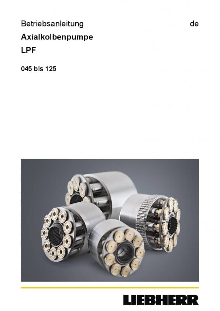 Liebherr LPF 045 125 Hydraulic pump Operation and Maintenance Manual PDF download