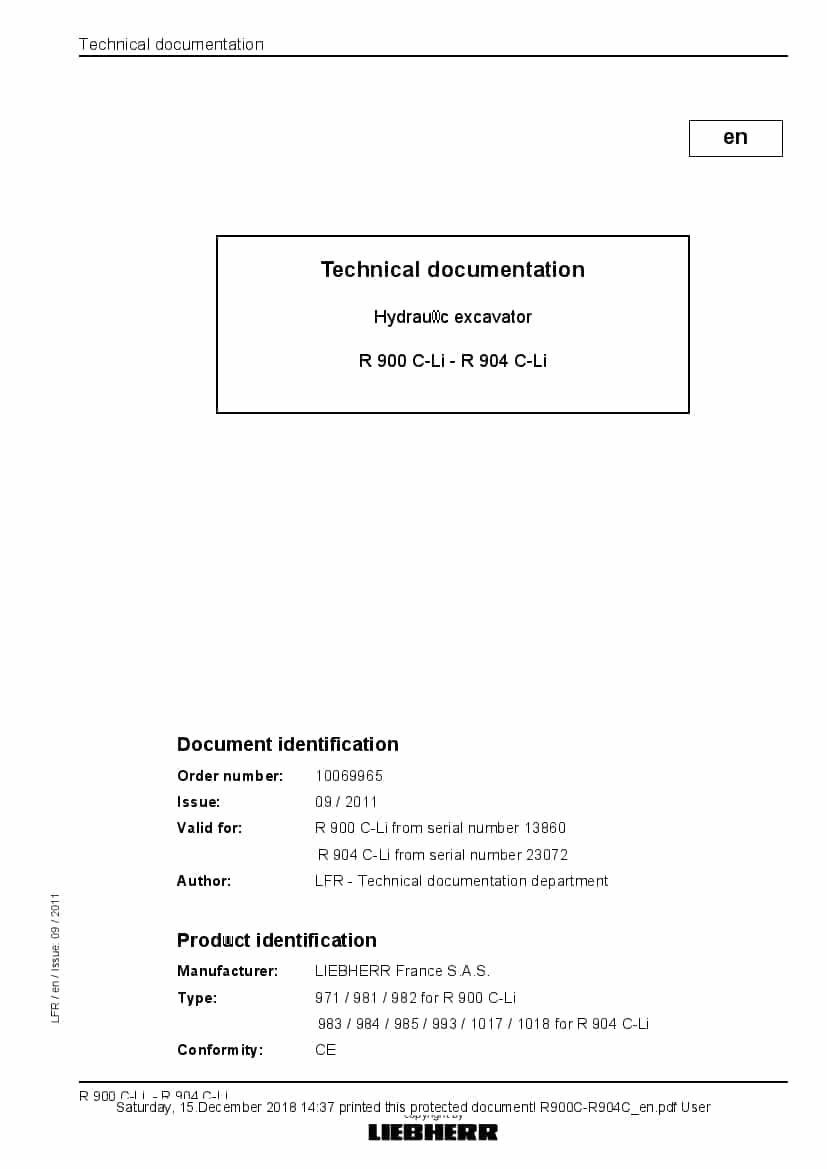 Liebherr R900C R904C Litronic Hydraulic excavator Workshop Repair Service Manual PDF Download