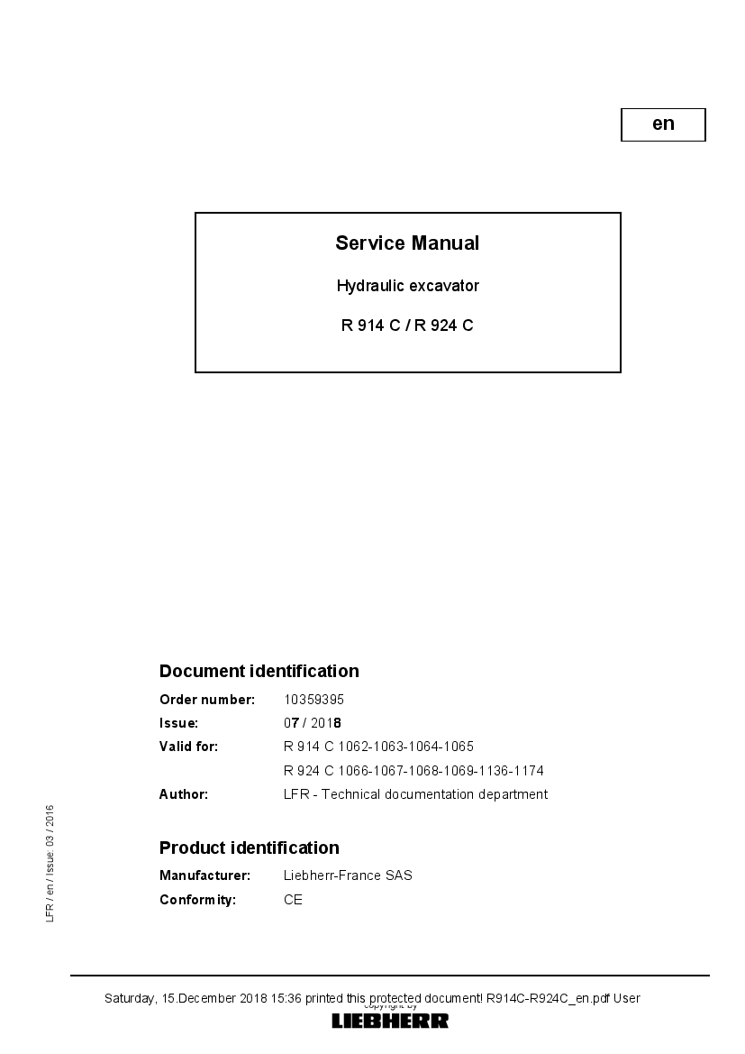 Liebherr R914C R924C Hydraulic excavator Workshop Repair Service Manual PDF Download