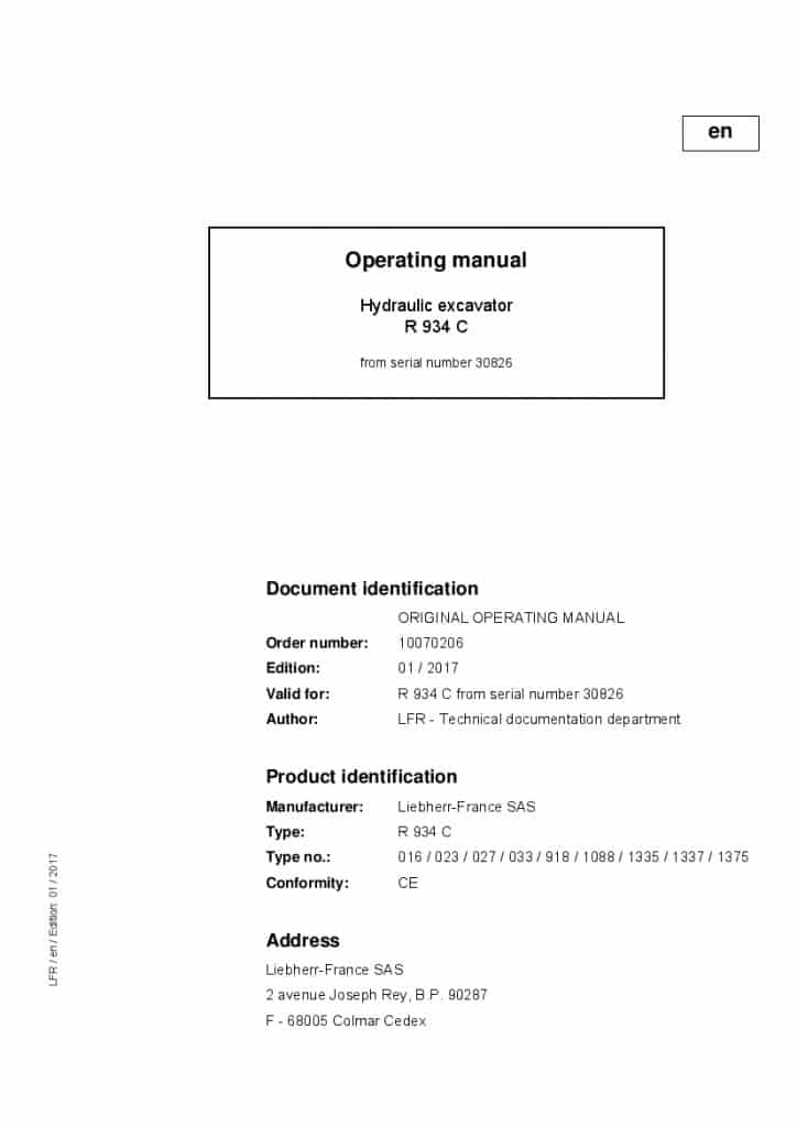 Liebherr R934C 30826 Operation and Maintenance Manual PDF download