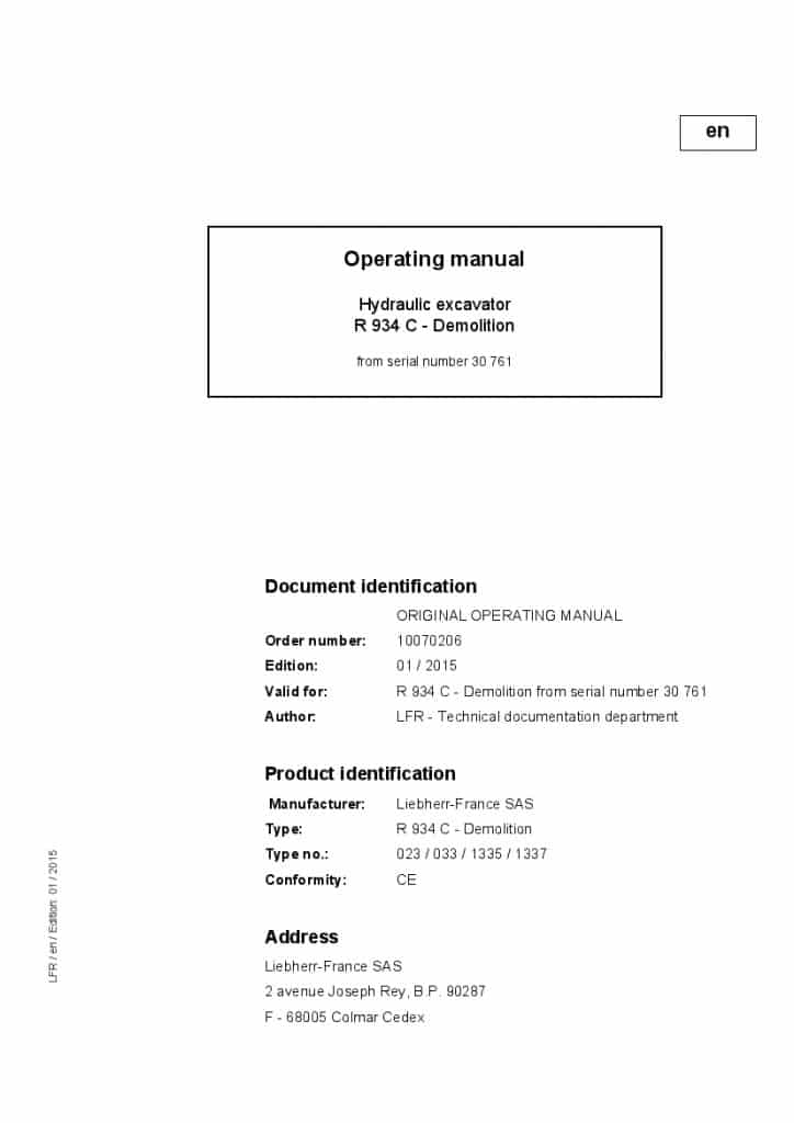 Liebherr R934C Operation and Maintenance Manual PDF download