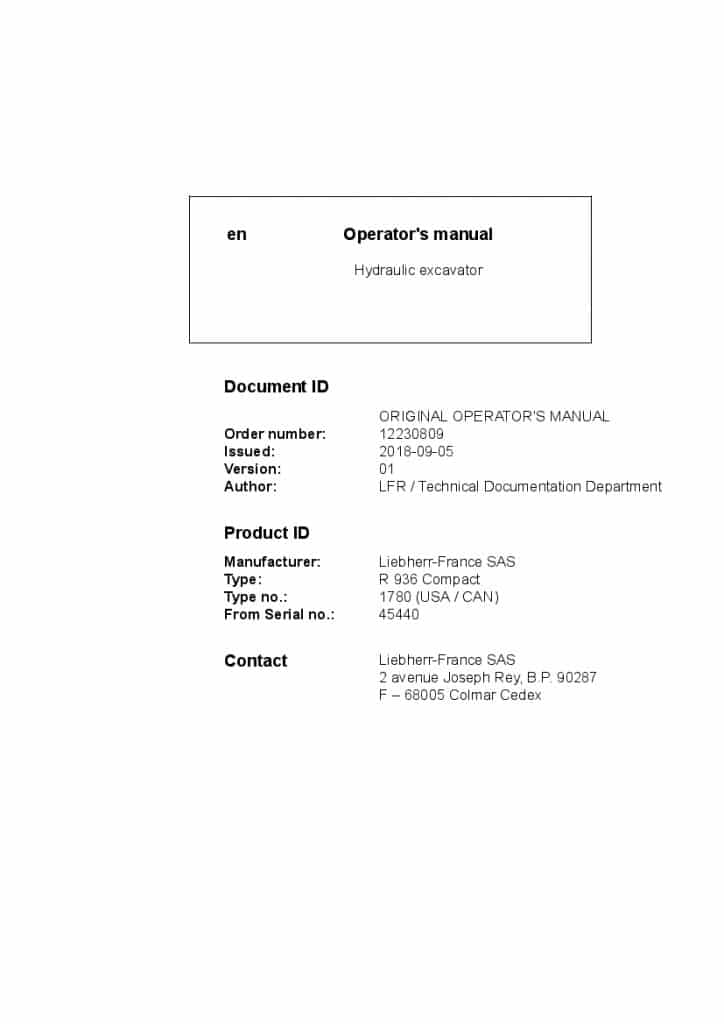 Liebherr R936 Compact US Operation and Maintenance Manual PDF download