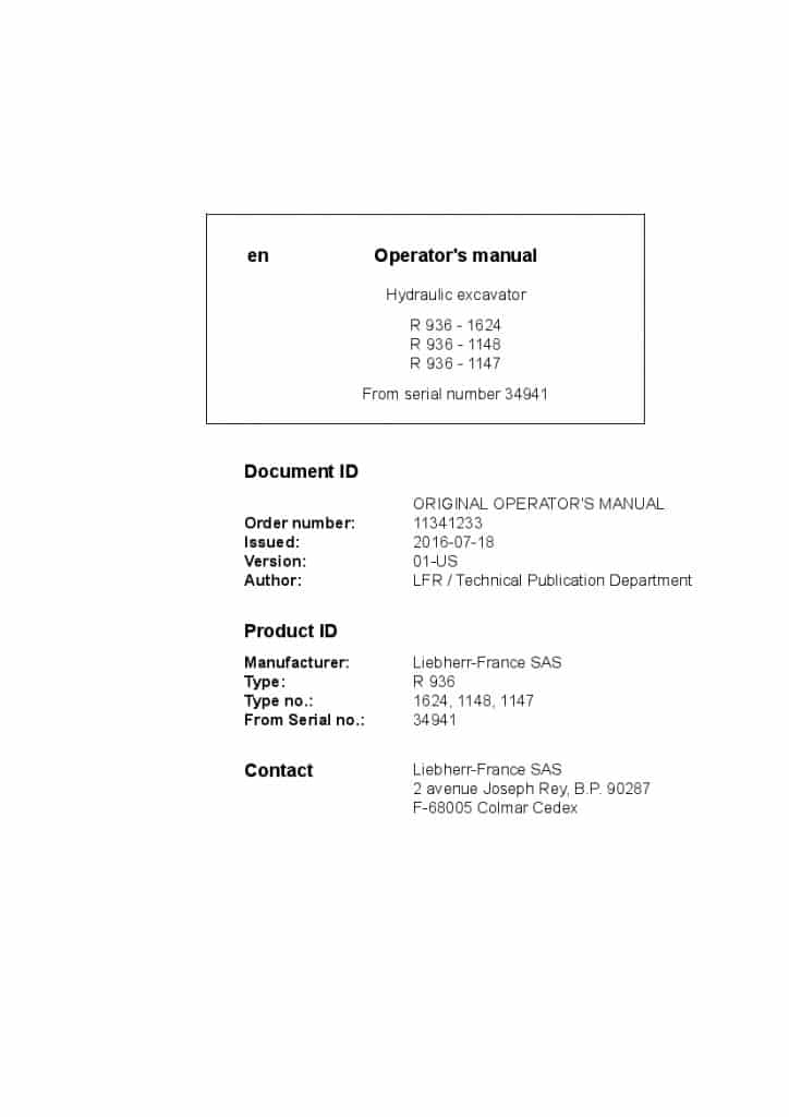 Liebherr R936 US 34941 Operation and Maintenance Manual PDF download