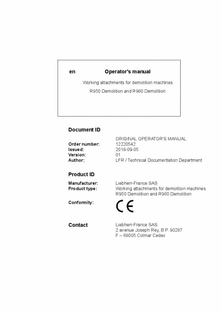 Liebherr R950 R960 Operation and Maintenance Manual PDF download