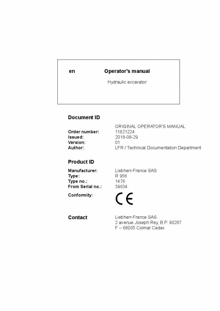 Liebherr R956 Operation and Maintenance Manual PDF download