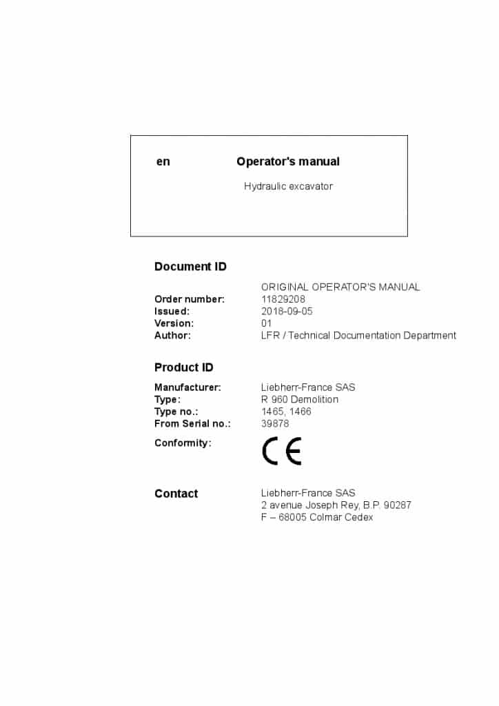 Liebherr R960 Demolition Operation and Maintenance Manual PDF download