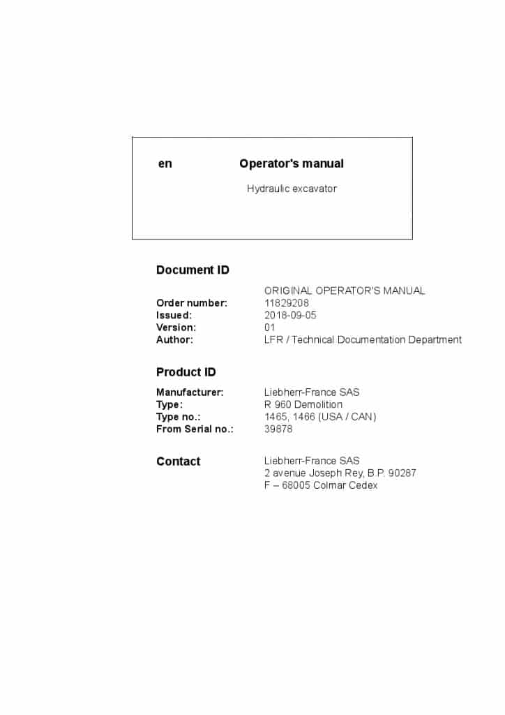 Liebherr R960 Demolition US Operation and Maintenance Manual PDF download