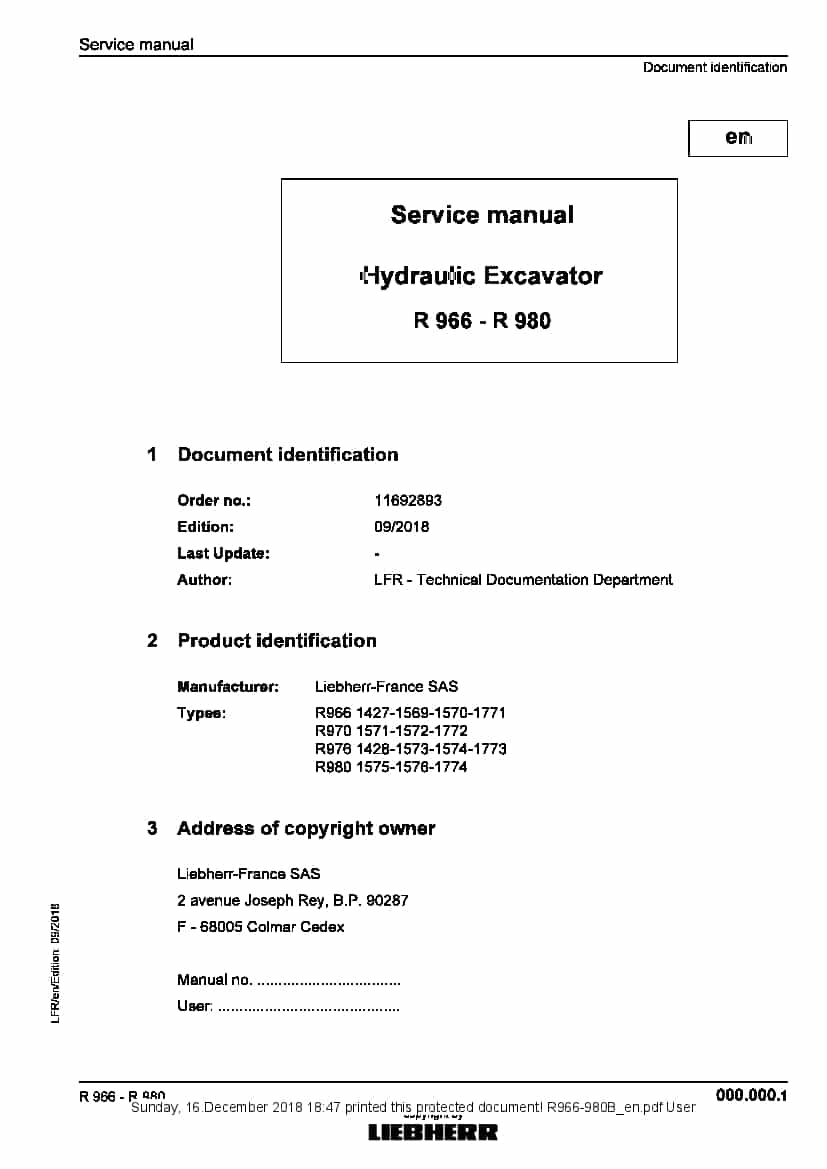 Liebherr R966 R970 R976 R980 Hydraulic excavator Workshop Repair Service Manual PDF Download