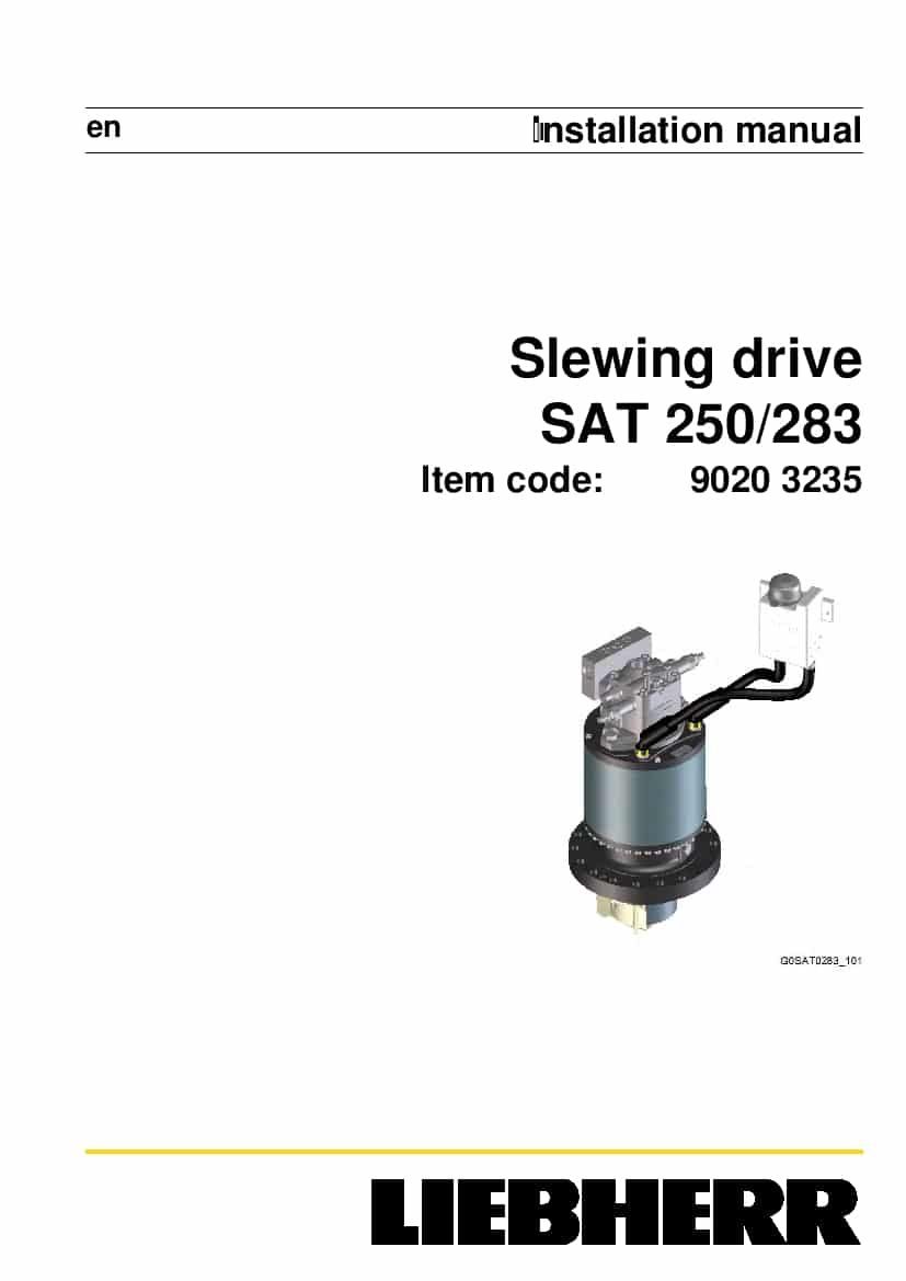 Liebherr SAT0250 0283 90203235 Slewing drive Installation Manual PDF download