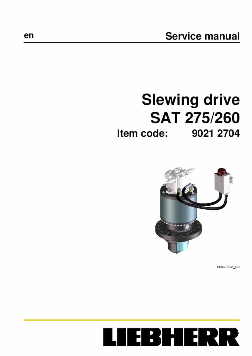 Liebherr SAT0275 0260 90212704 Slewing drive Workshop Repair Service Manual PDF Download