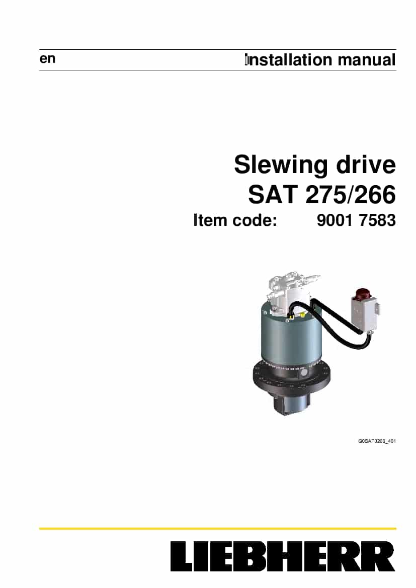 Liebherr SAT0275 0266 90212705 Slewing drive Installation Manual PDF download