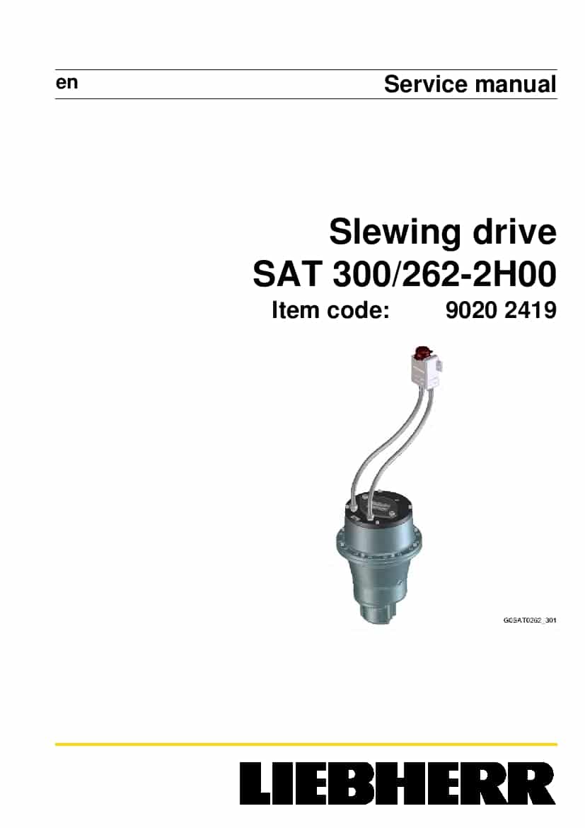 Liebherr SAT0300 0262 90202419 Slewing drive Workshop Repair Service Manual PDF Download