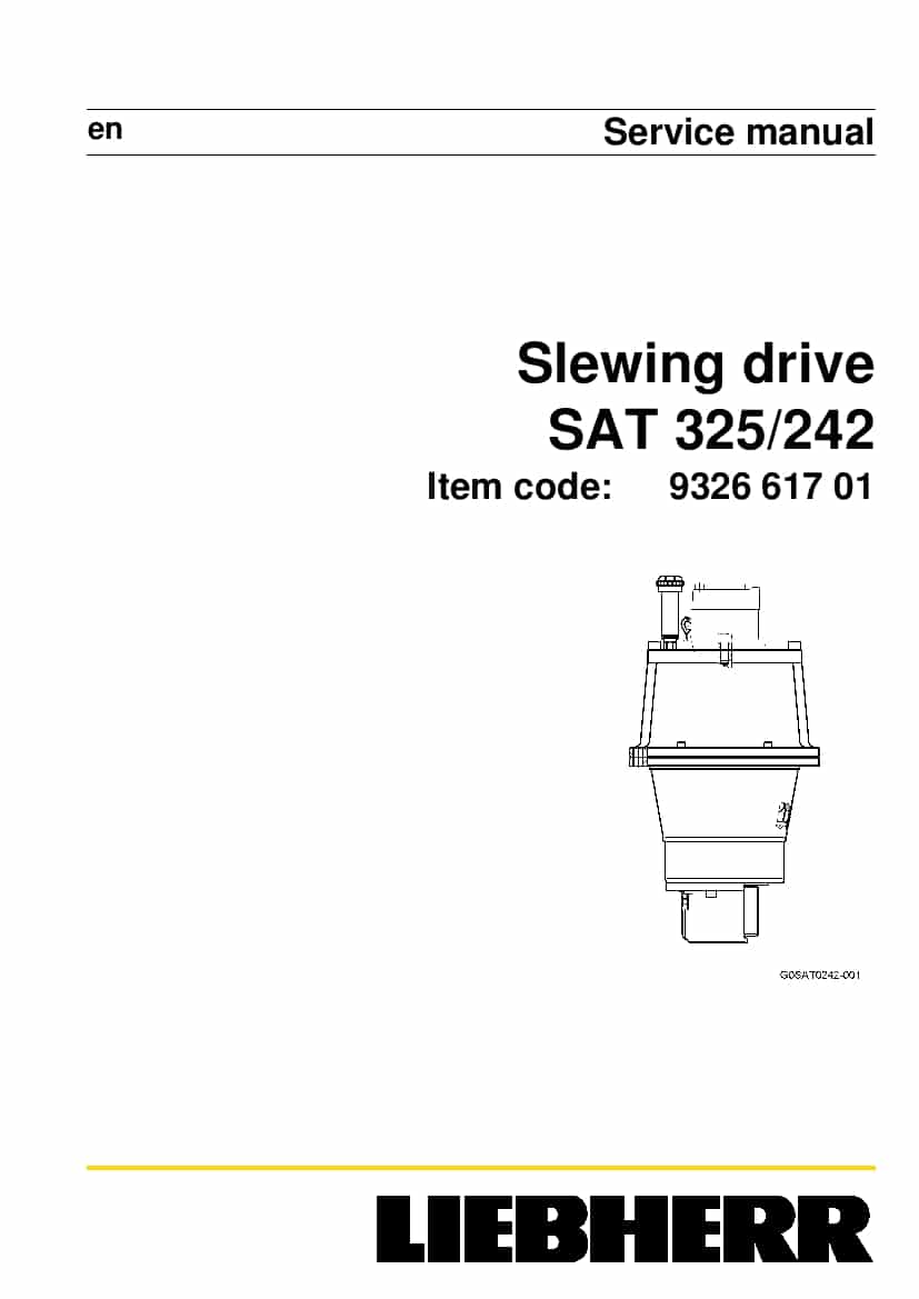 Liebherr SAT0325 0242 932661701 Slewing drive Workshop Repair Service Manual PDF Download