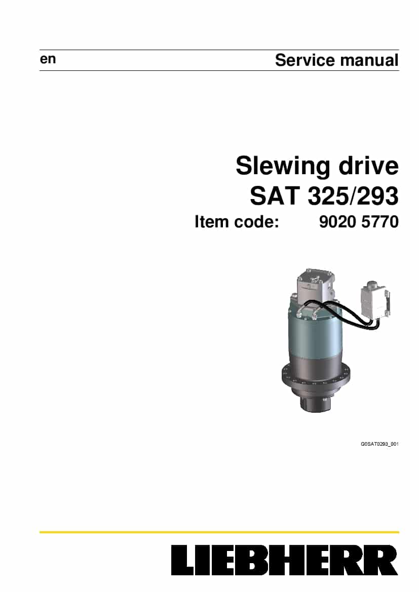 Liebherr SAT0325 0293 90205770 Slewing drive Workshop Repair Service Manual PDF Download