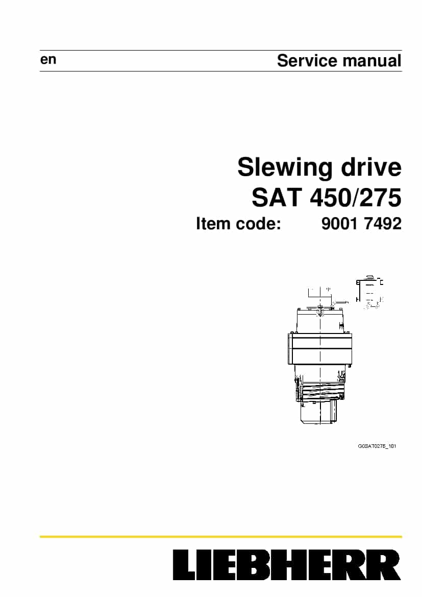 Liebherr SAT0450 0275 90017492 Slewing drive Workshop Repair Service Manual PDF Download